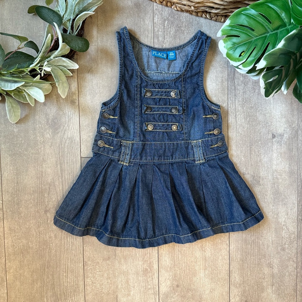 Vintage Childen’s Place Toddler Girl Denim Jumper Overalls Dress Size 24 Months - Picture 9 of 12